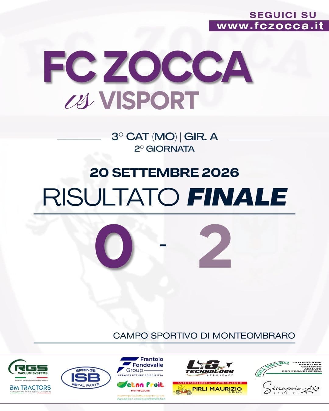 FC ZOCCA-VISPORT | 0-2